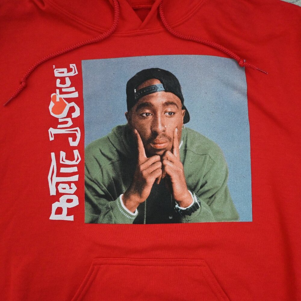 2PAC Tupac Shakur - Poetic Justice Hoodie -  Mens Red Small Philcos Unisex